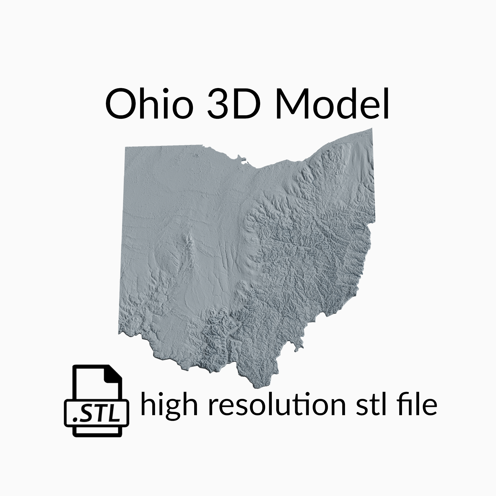 USA State of Ohio Topographic Map - 3D Terrain Elevation - Relief Map - Topography of Ohio