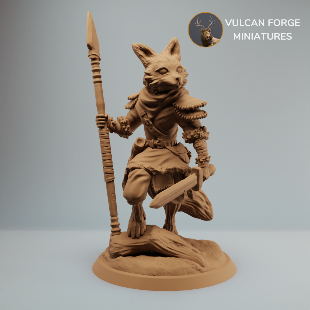 Kitsune ranger with spear and sword, kitsune scout - supported