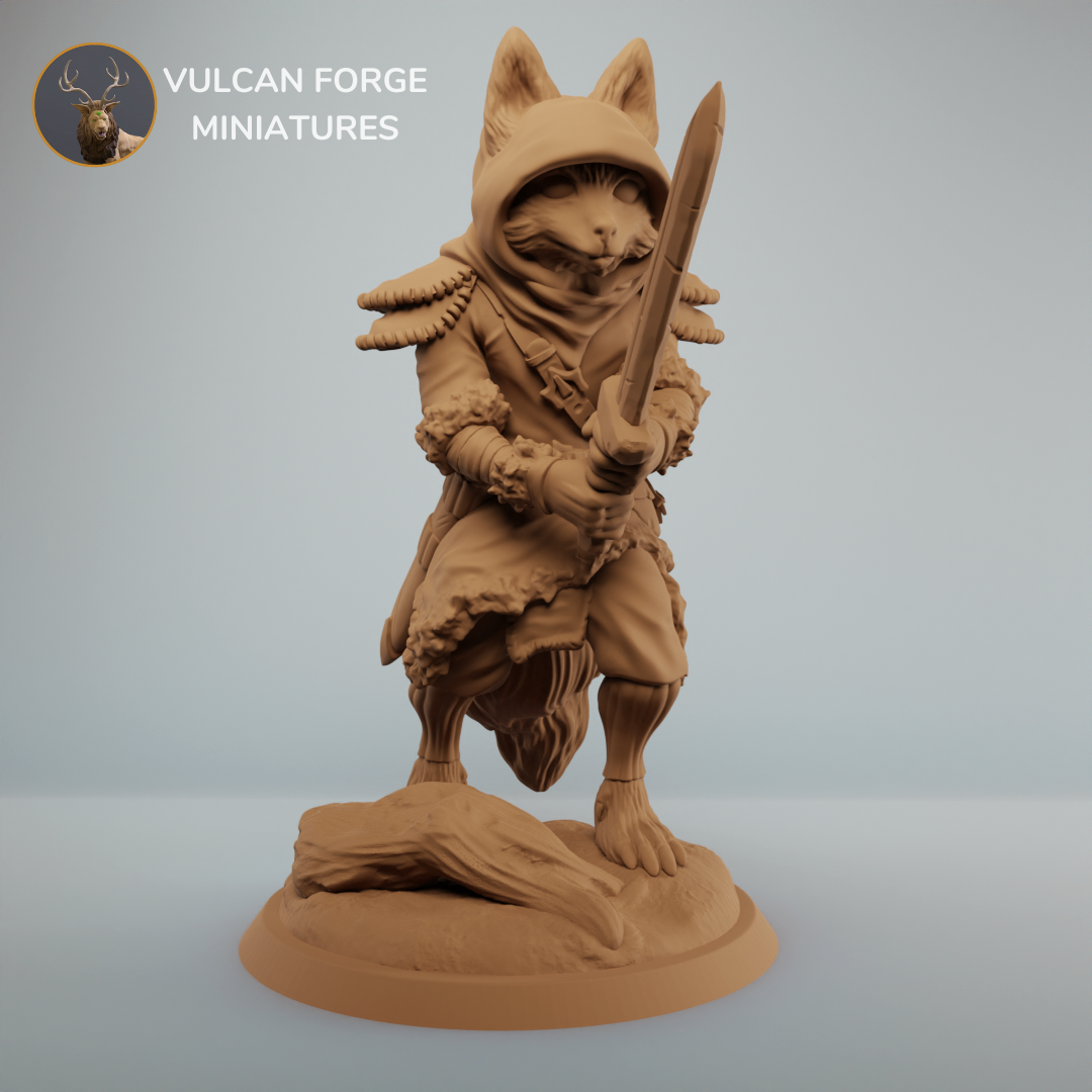Fox scout or ranger with sword and hood - pre supported