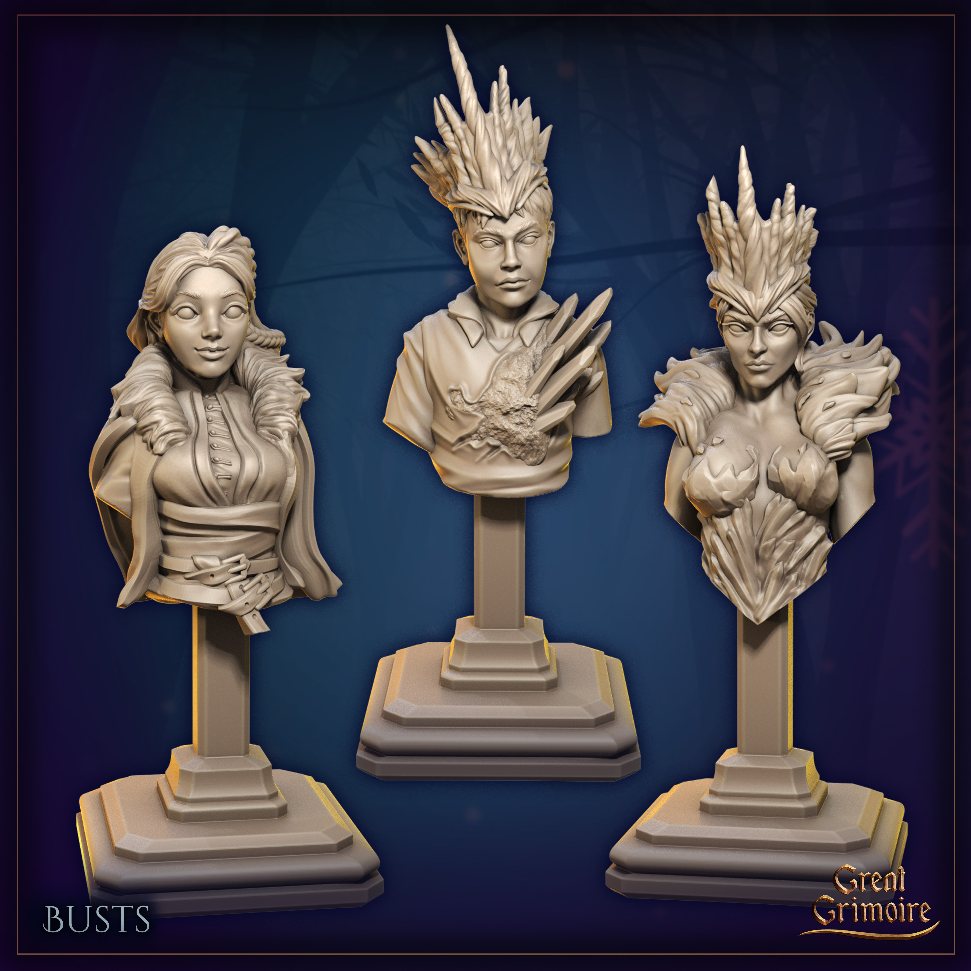 Bust of Cayver, Elindra and Sylvara