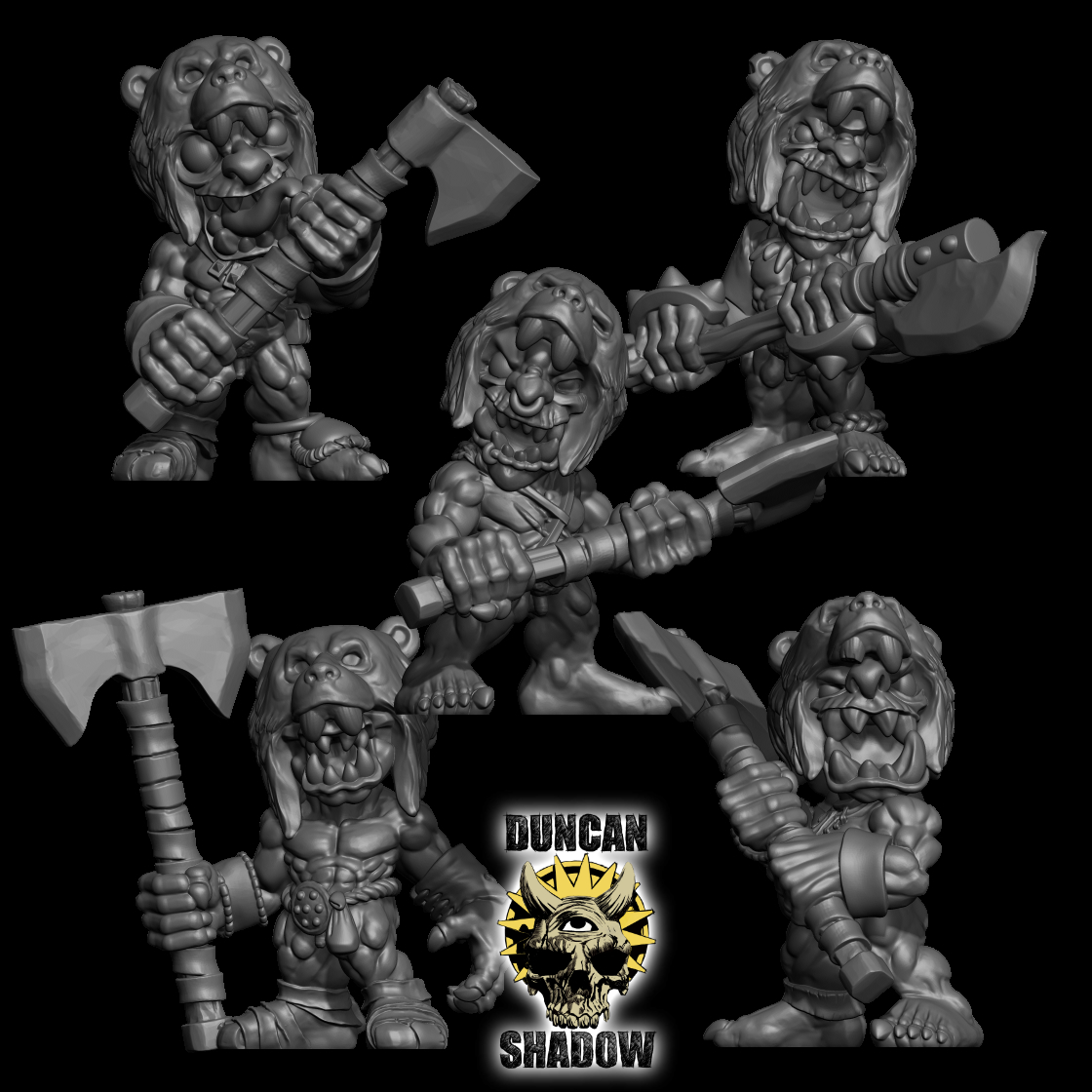 Nude Goblin Barbarian with Great Axes (Pre Supported)