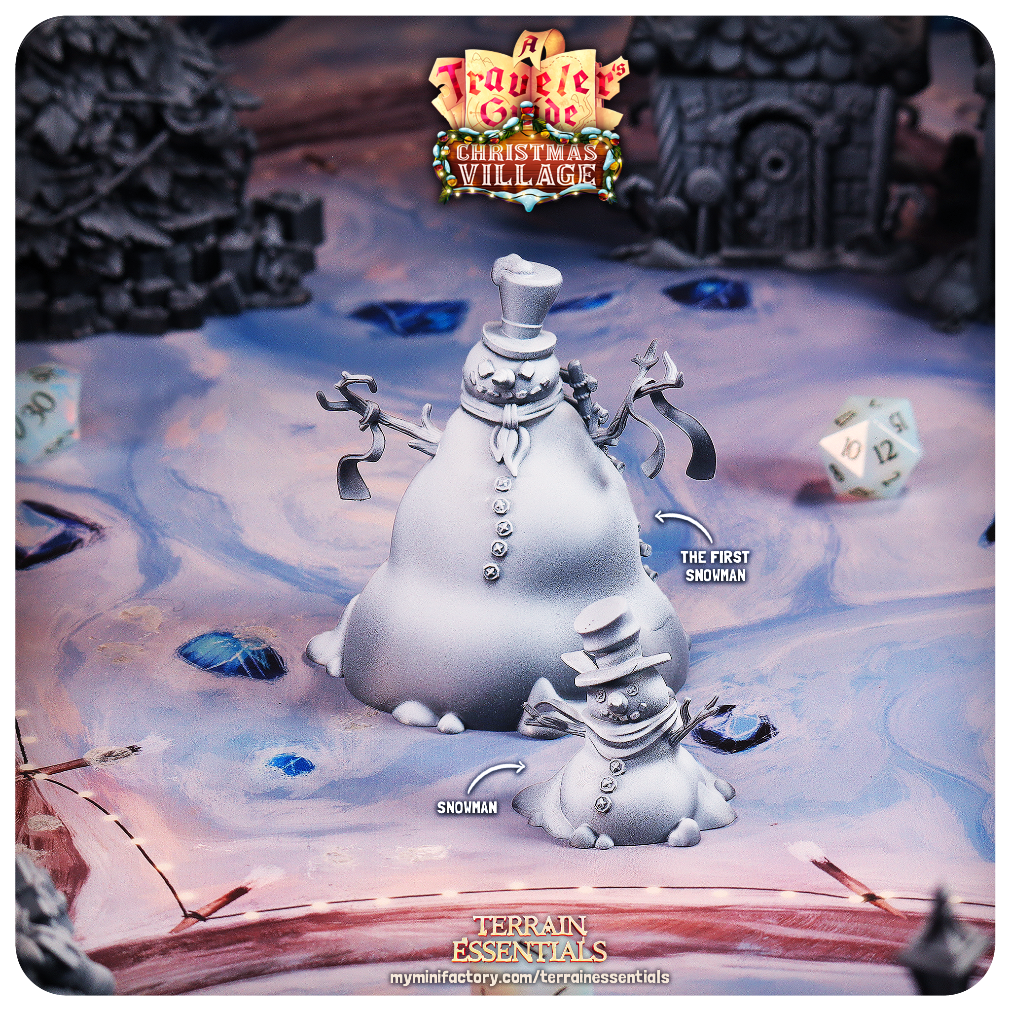 Christmas Village Terrain - Snowman Duo (Pre-Supported)