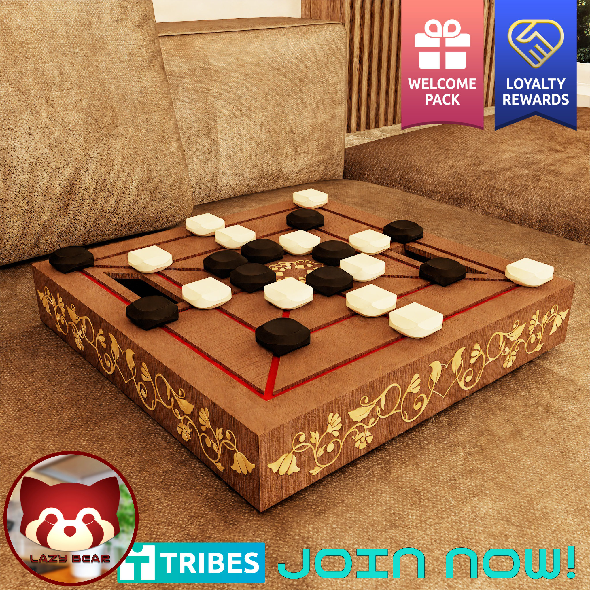 Morabaraba (Twelve Man's Morris) Board Game