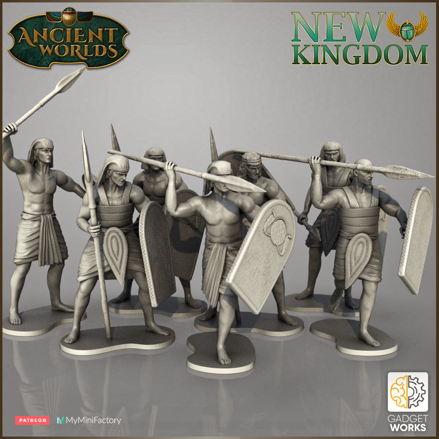 New Kingdom Egyptian Spearmen - 28mm modular