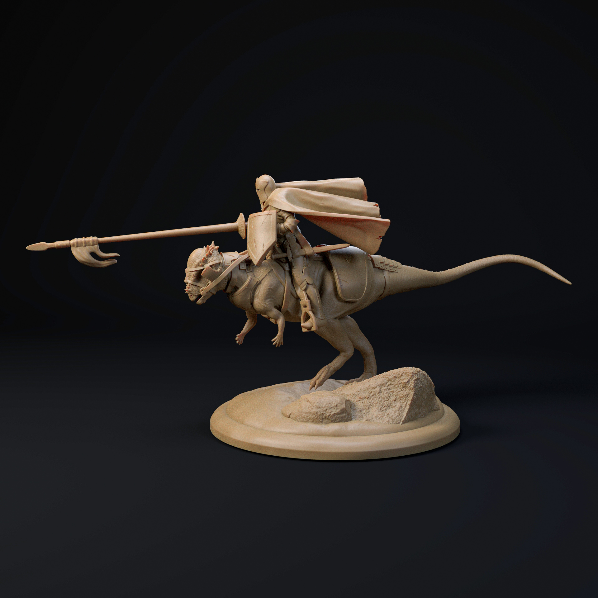 Pachycephalosaurus knight charging 32mm scale - pre-supported dinosaur