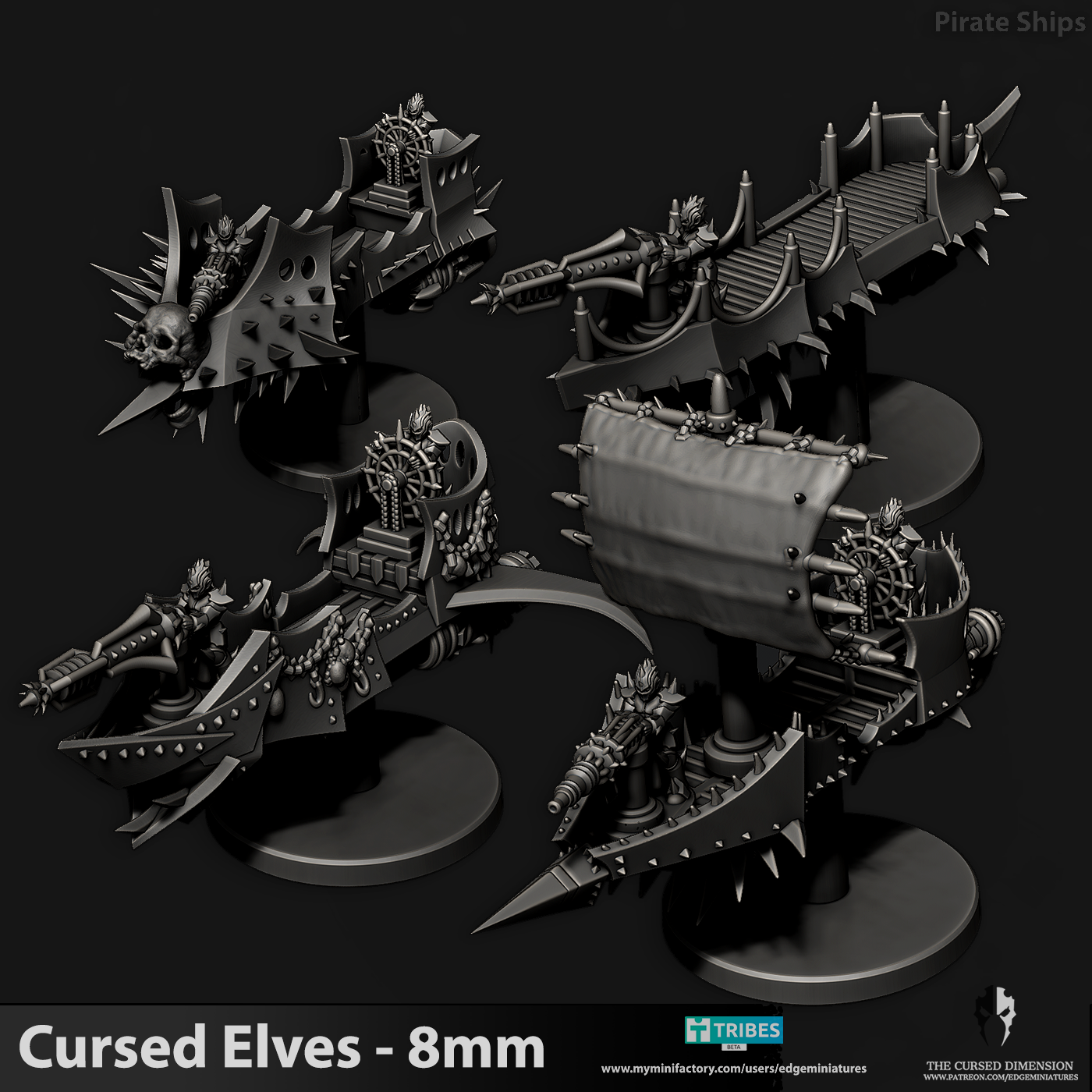 Pirate Ships - Cursed Elves - 8mm