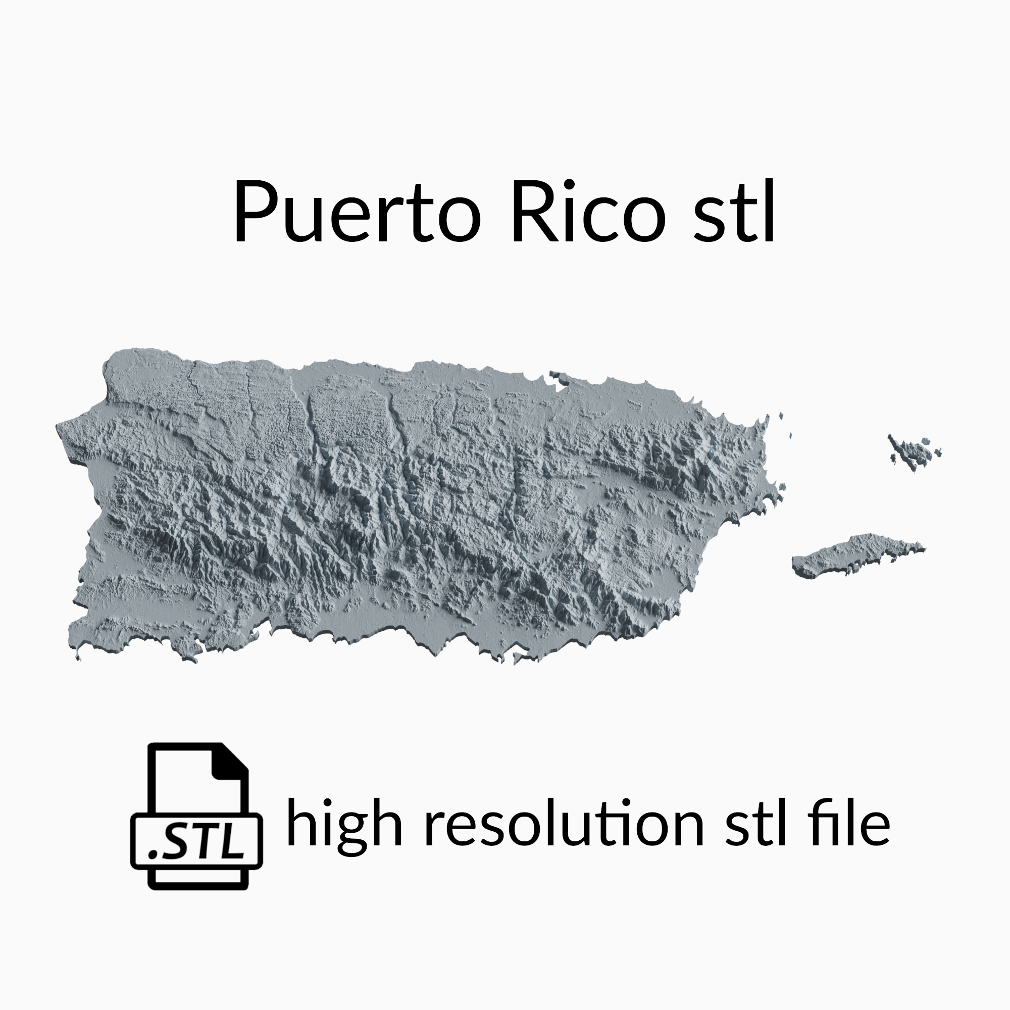 USA State of Puerto Rico Topographic Map - 3D Terrain Elevation - Relief Map - Topography of Puerto Rico