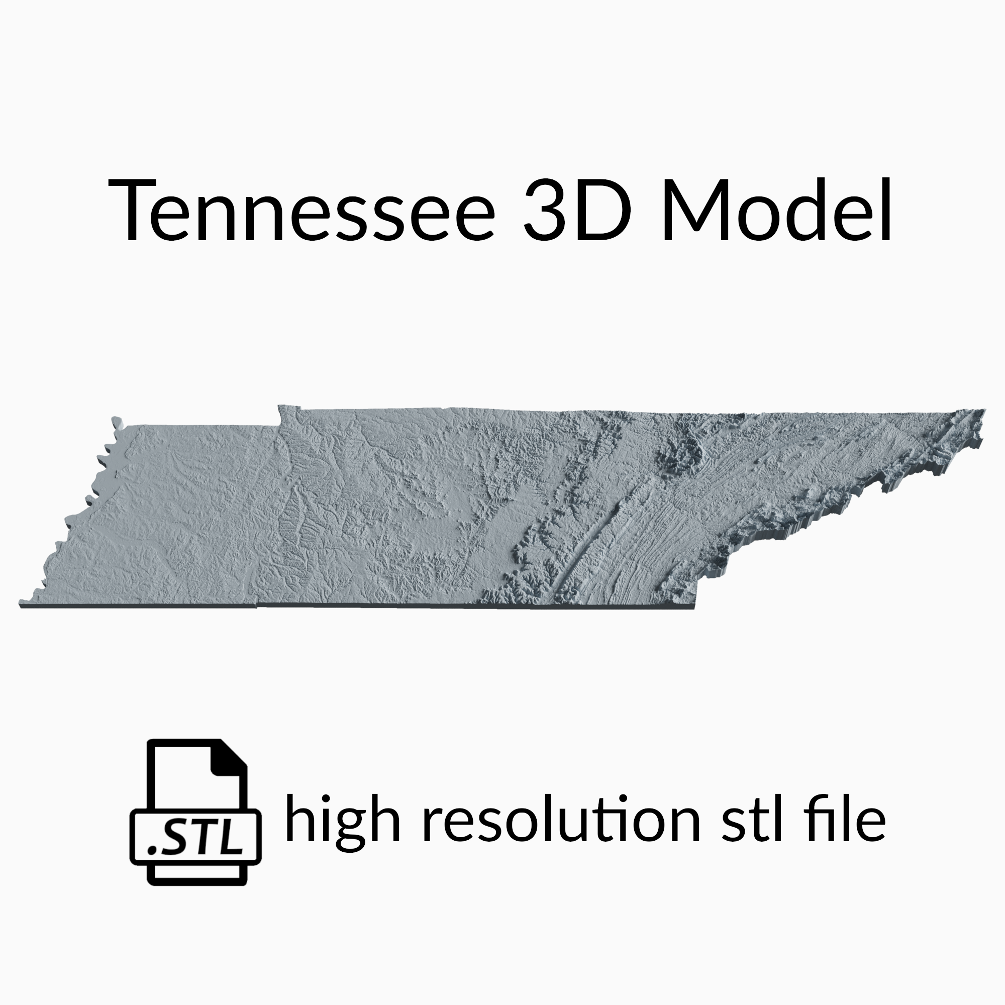 USA State of Tennessee Topographic Map - 3D Terrain Elevation - Relief Map - Topography of Tennessee