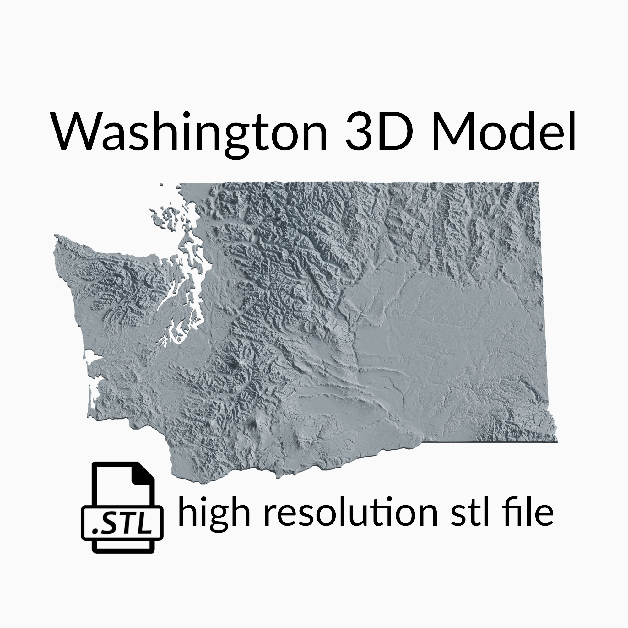 USA State of Washington Topographic Map - 3D Terrain Elevation - Relief Map - Topography of Washington