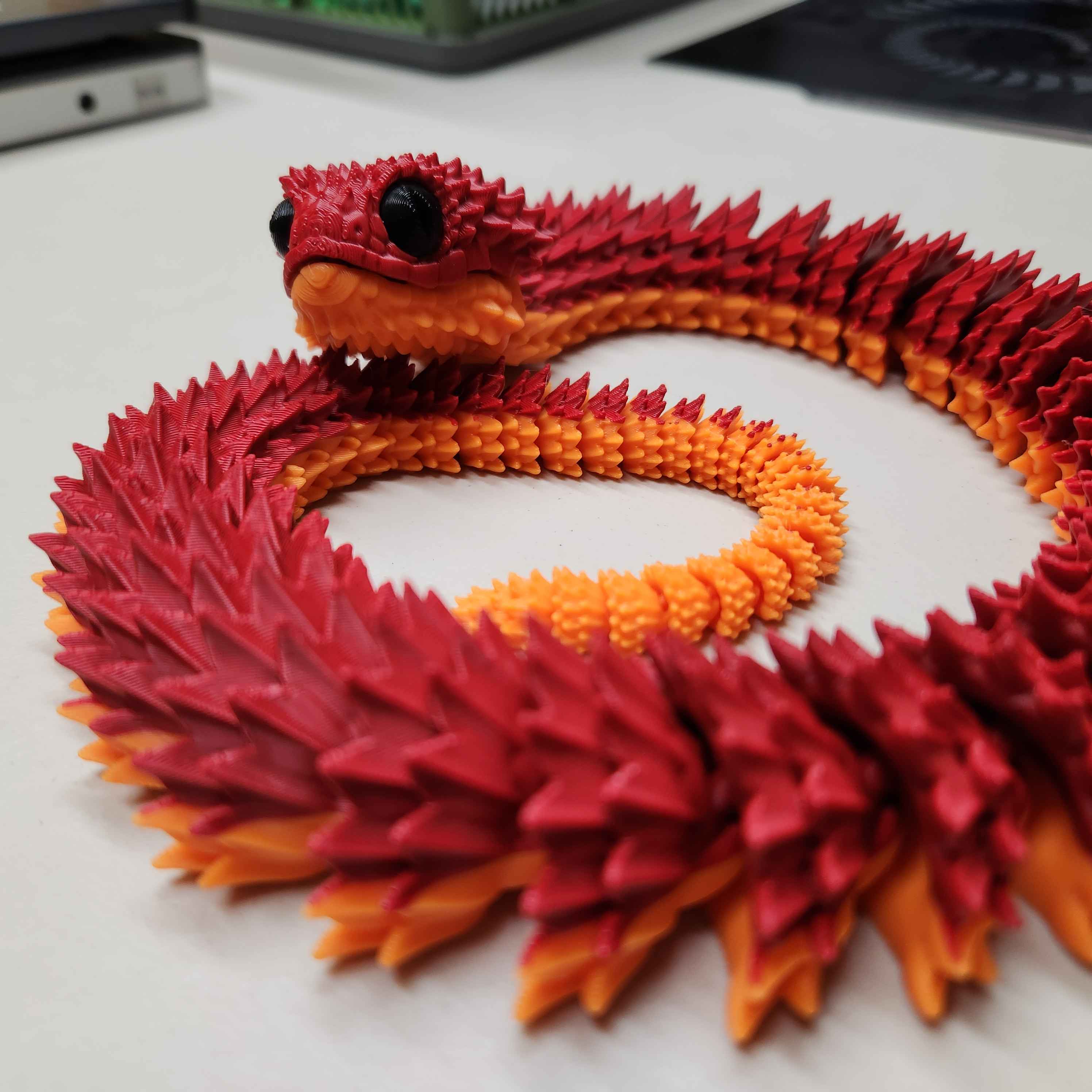 3D Print of Bush Viper - Glass Eyed Articulated Dragon Snake 通过