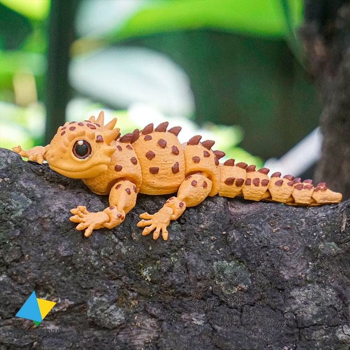 3D Printable Print in place Flexy horned lizard no supports by
