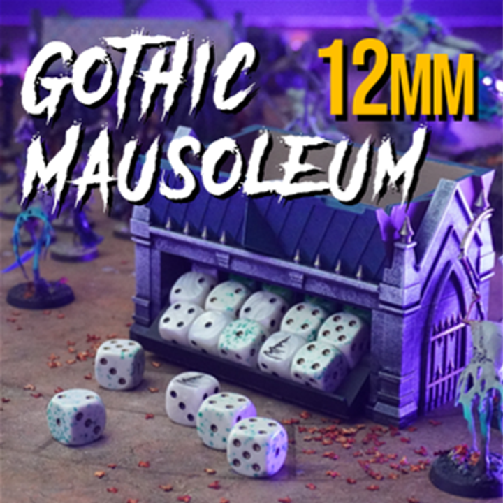 3D Printable Gothic Mausoleum Rapid Fire Dicebox 12mm by Mike hancox