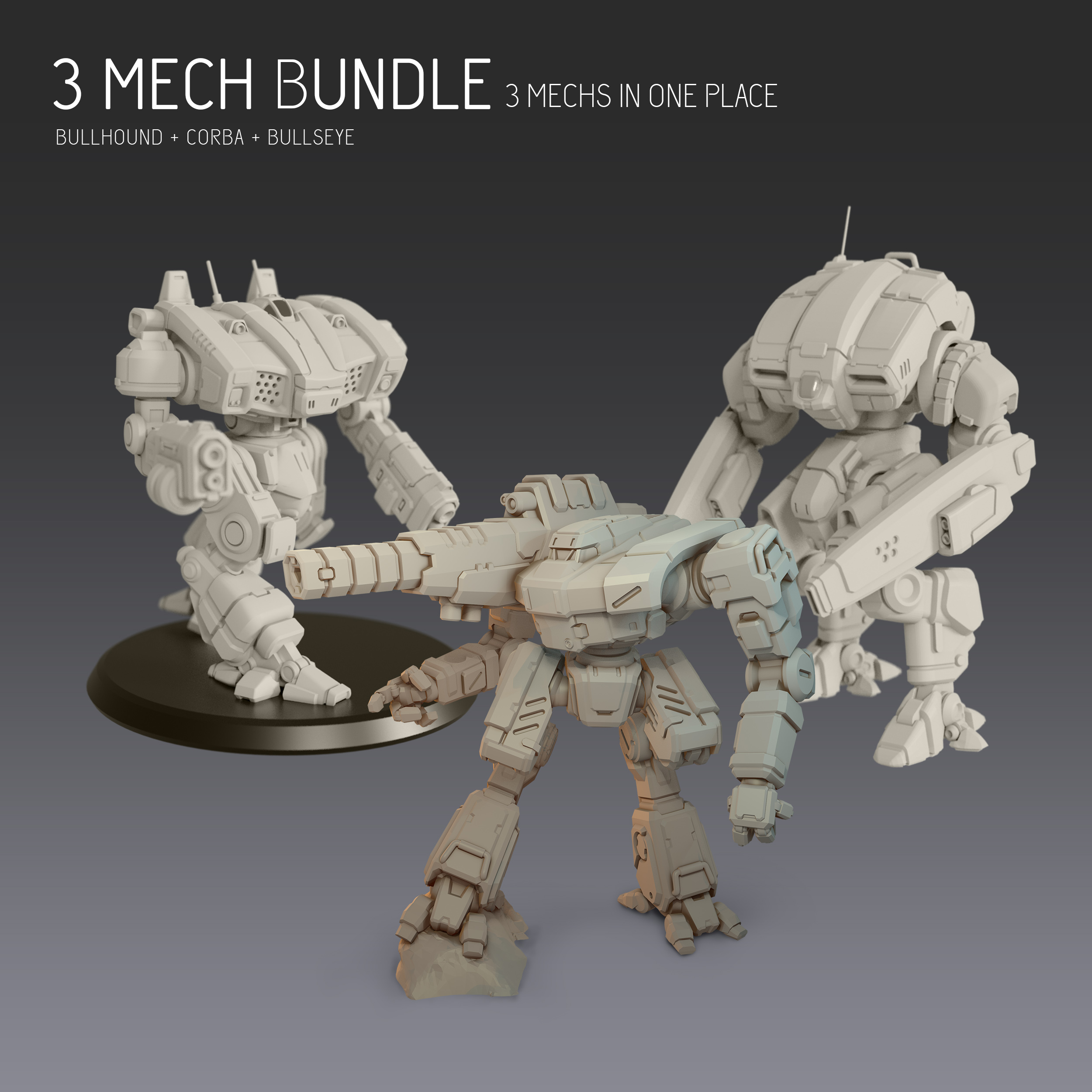 Exclusive 3 Battlemech Bundle! STL Product Bundle by Alan Blackwell