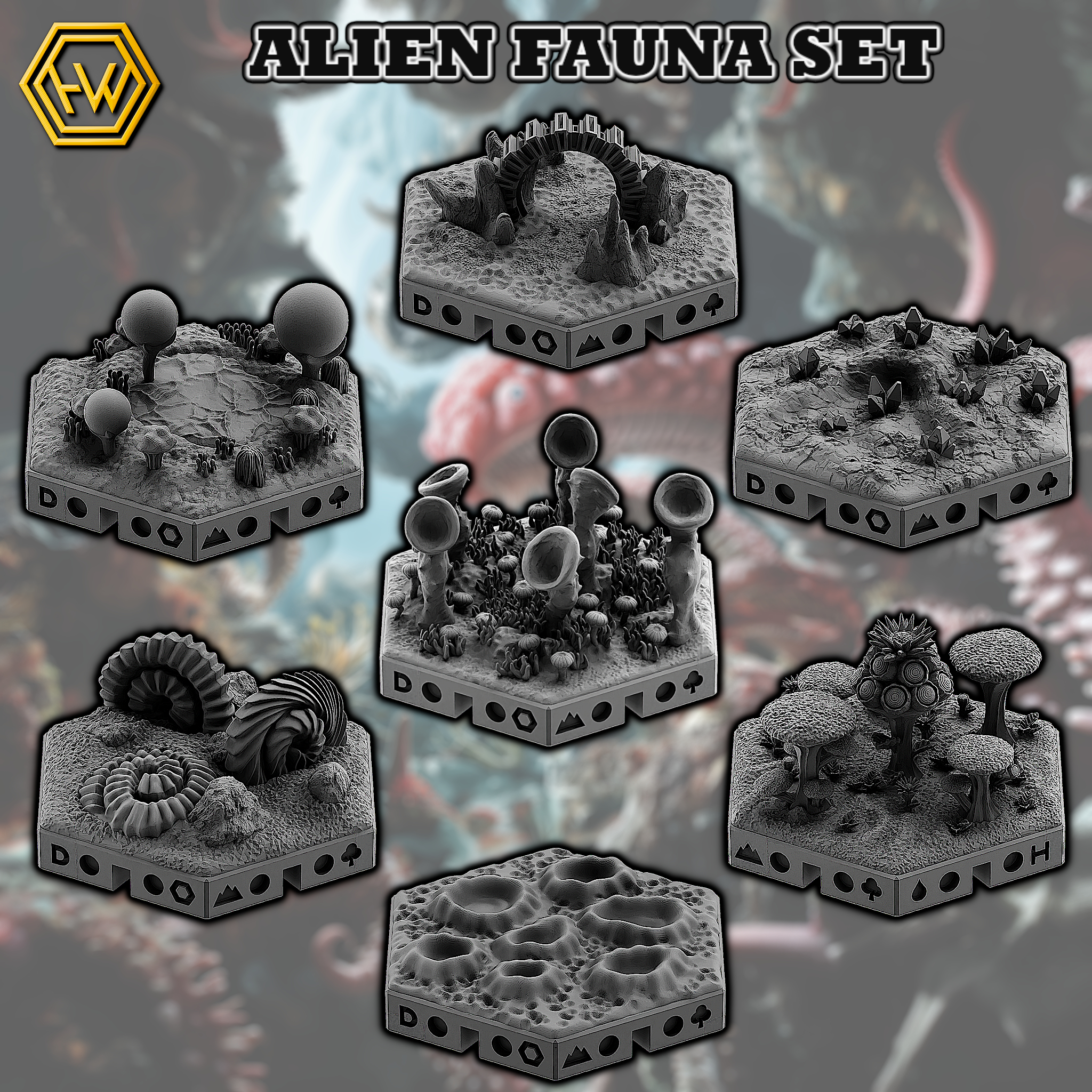 Exclusive Sci Fi World Building Starter Kit STL Product Bundle by Hexworld