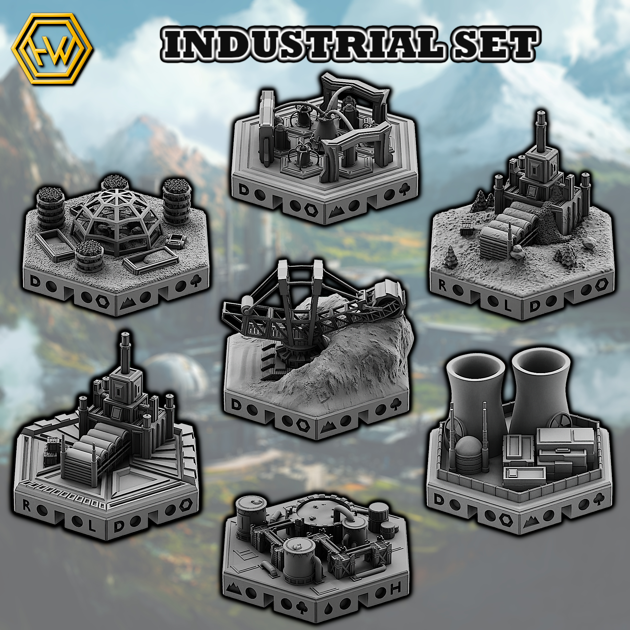Exclusive Sci Fi World Building Starter Kit STL Product Bundle by Hexworld