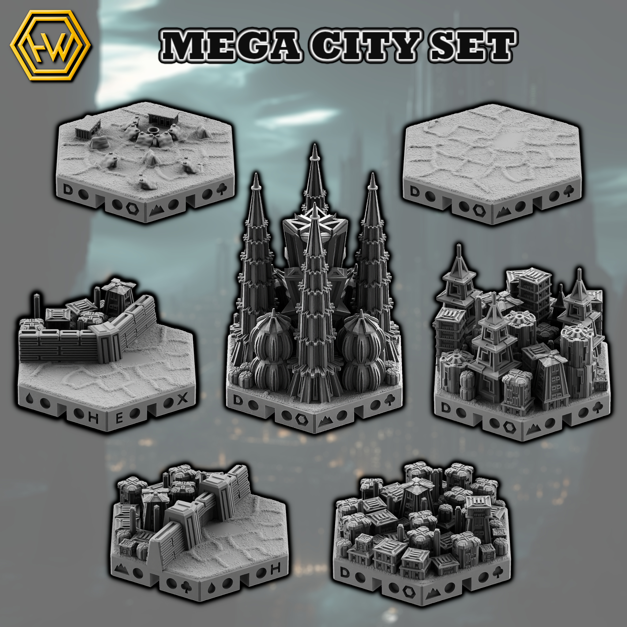 Exclusive Sci Fi World Building Starter Kit STL Product Bundle by Hexworld