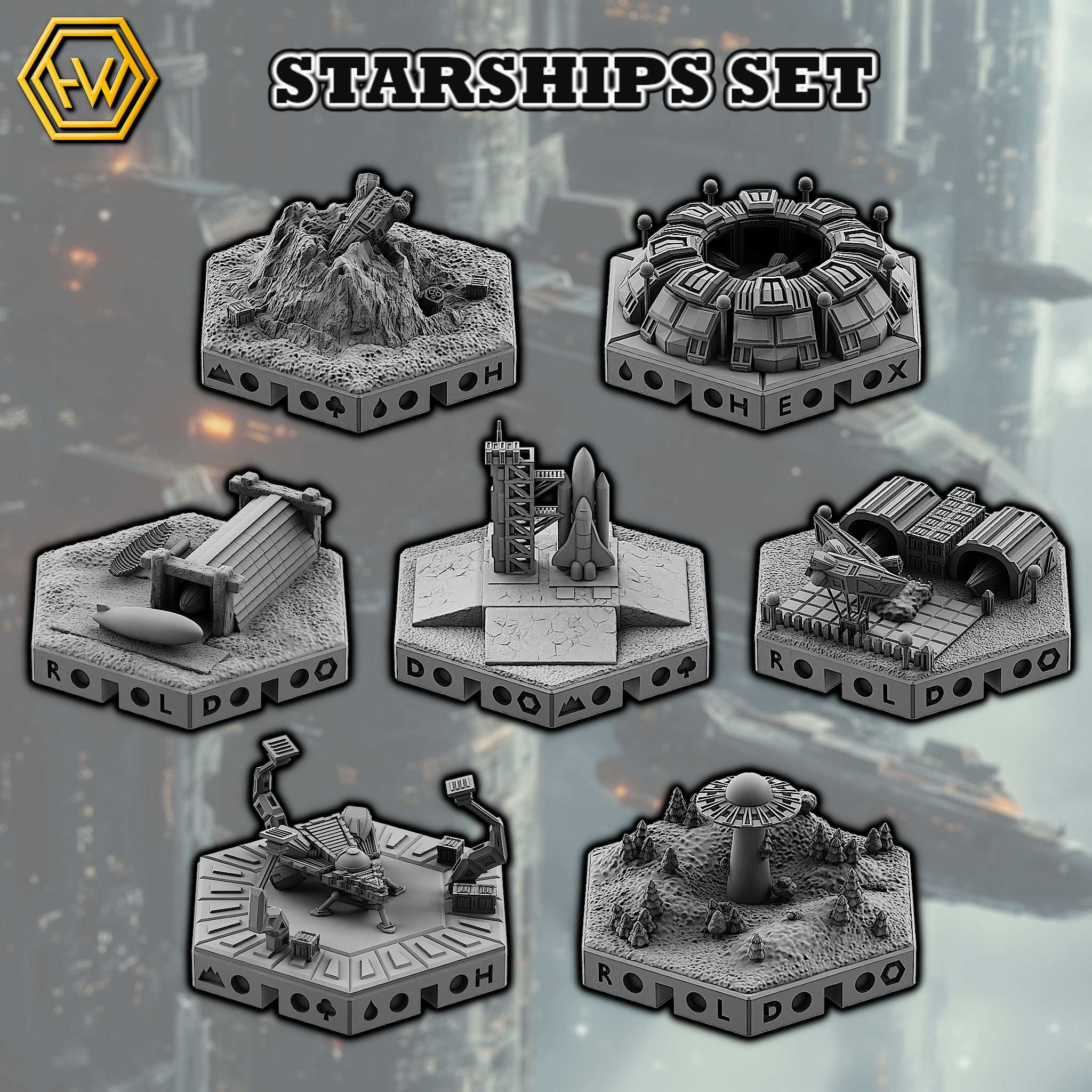 Exclusive Sci Fi World Building Starter Kit STL Product Bundle by Hexworld